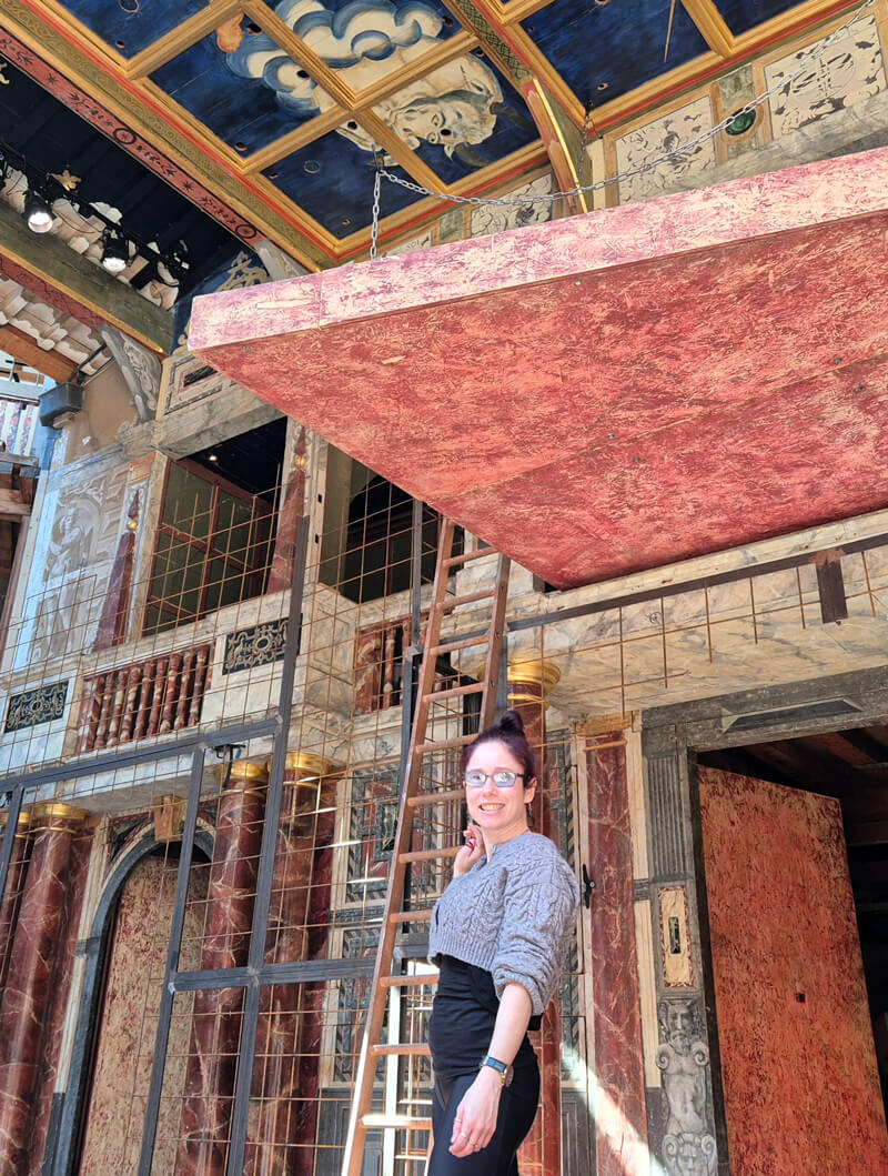 Emma Shakespeare at the Globe Stage Rehearsal